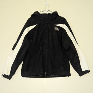 The North Face Women's‎ HyVent Full Zip Black White Jacket Detachable Hood Large